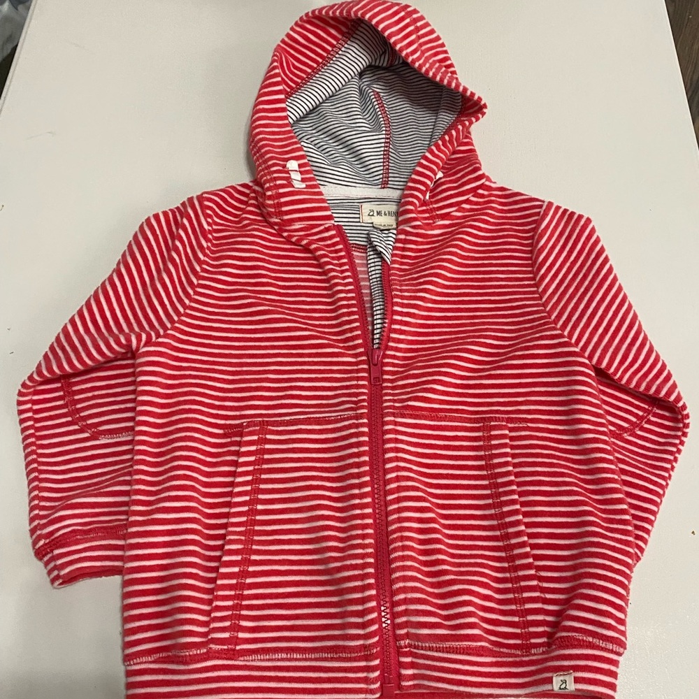 Red Striped Kids Zip-Up Hoodie